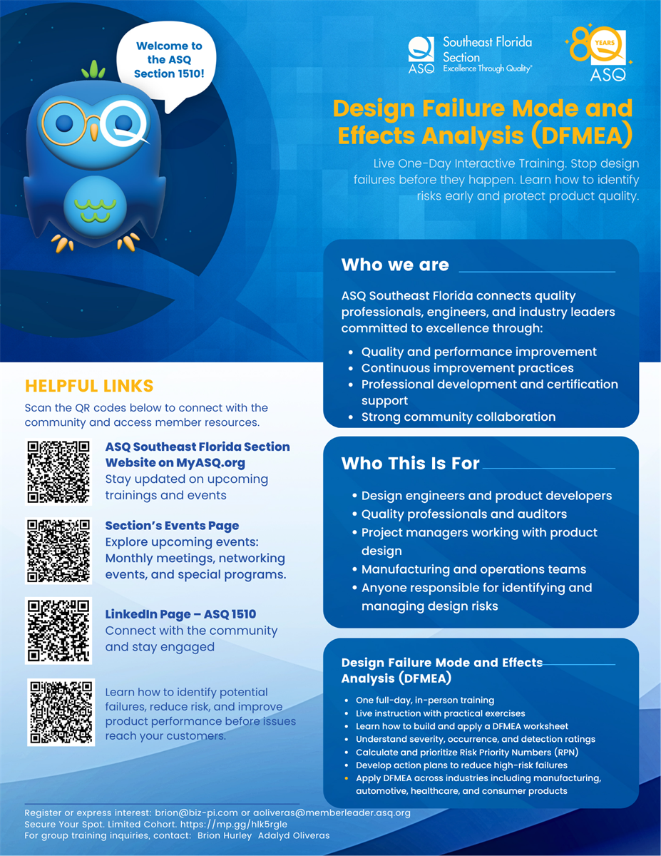 DFMEA training South Florida